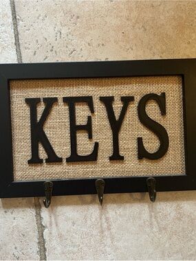 KEYS Wall Hook Plaque - Black